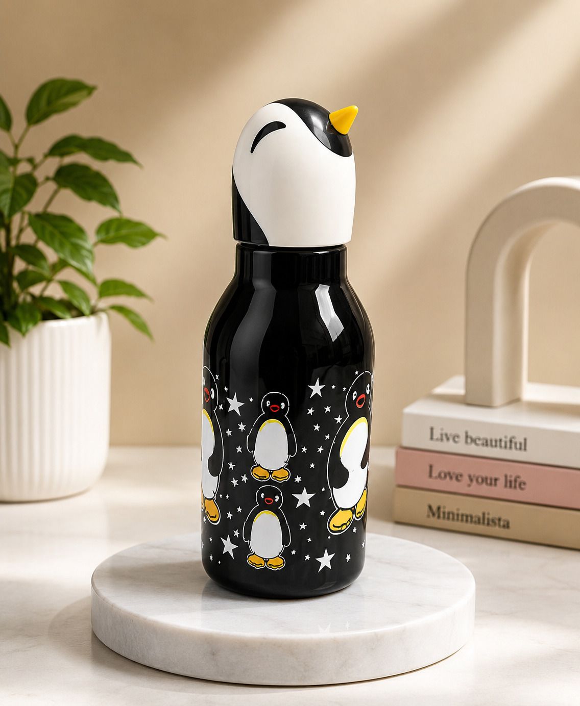 Cute penguin Design Plastic Kids Water Bottle with Silicone Cap | 500 ml 250 ml Water Bottle-image-21