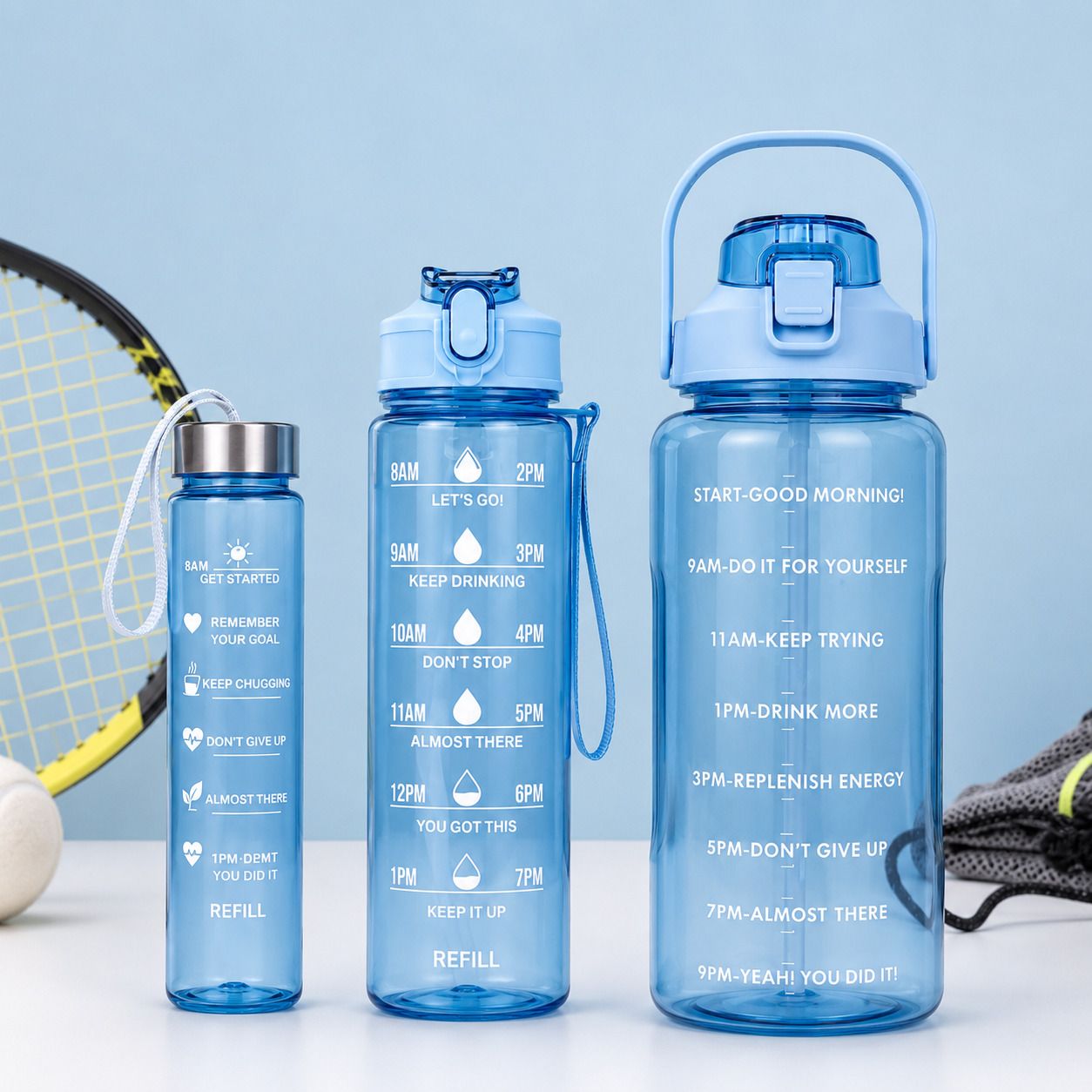 Motivational Water Bottle Set of 3 2000 ml Plastic Bottle-image-11