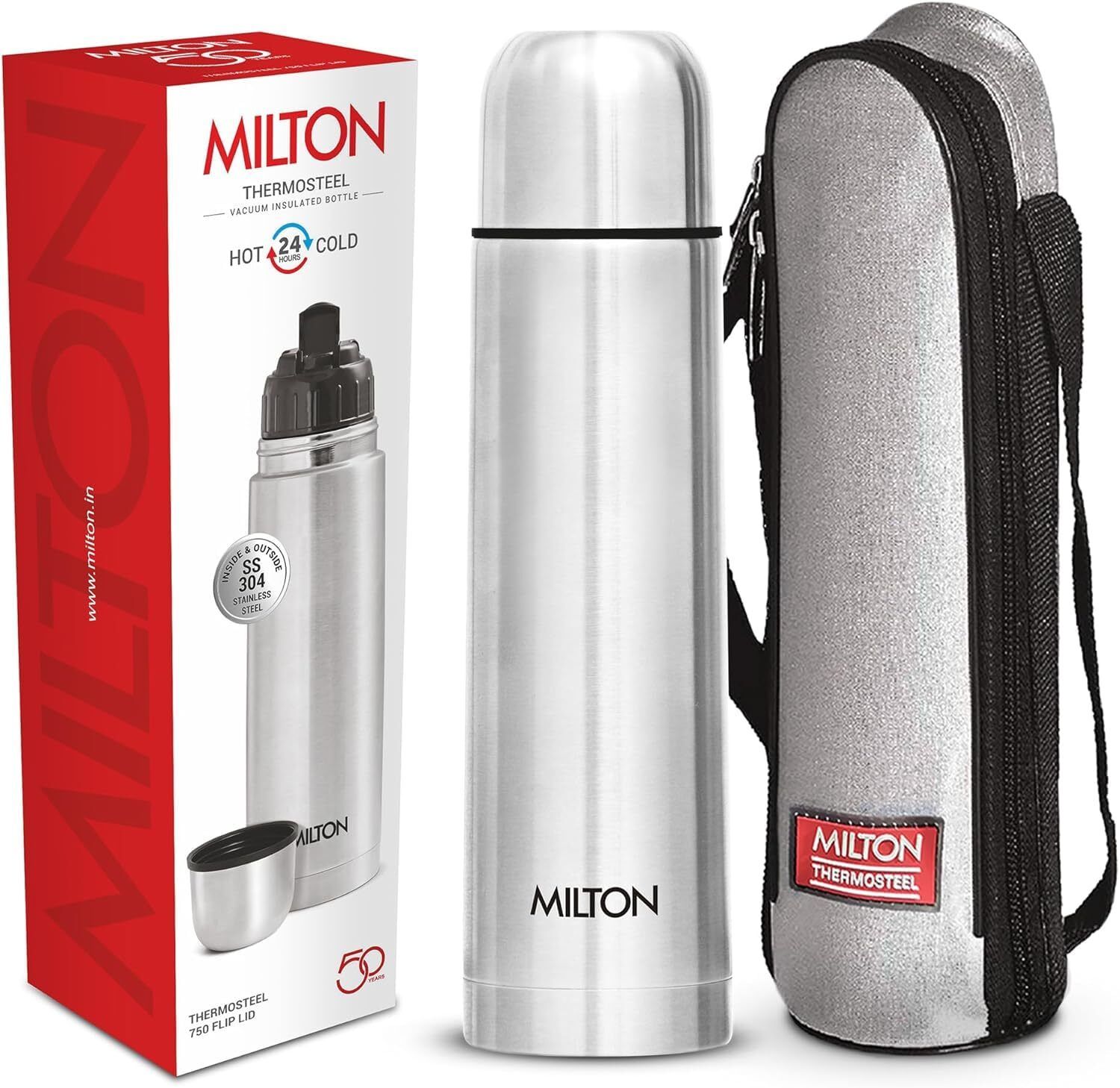 milton Thermosteel Flip Lid Flask TEA COFFEE home, picnics, outdoor, campaning 750 ml Water Bottle-picture-23