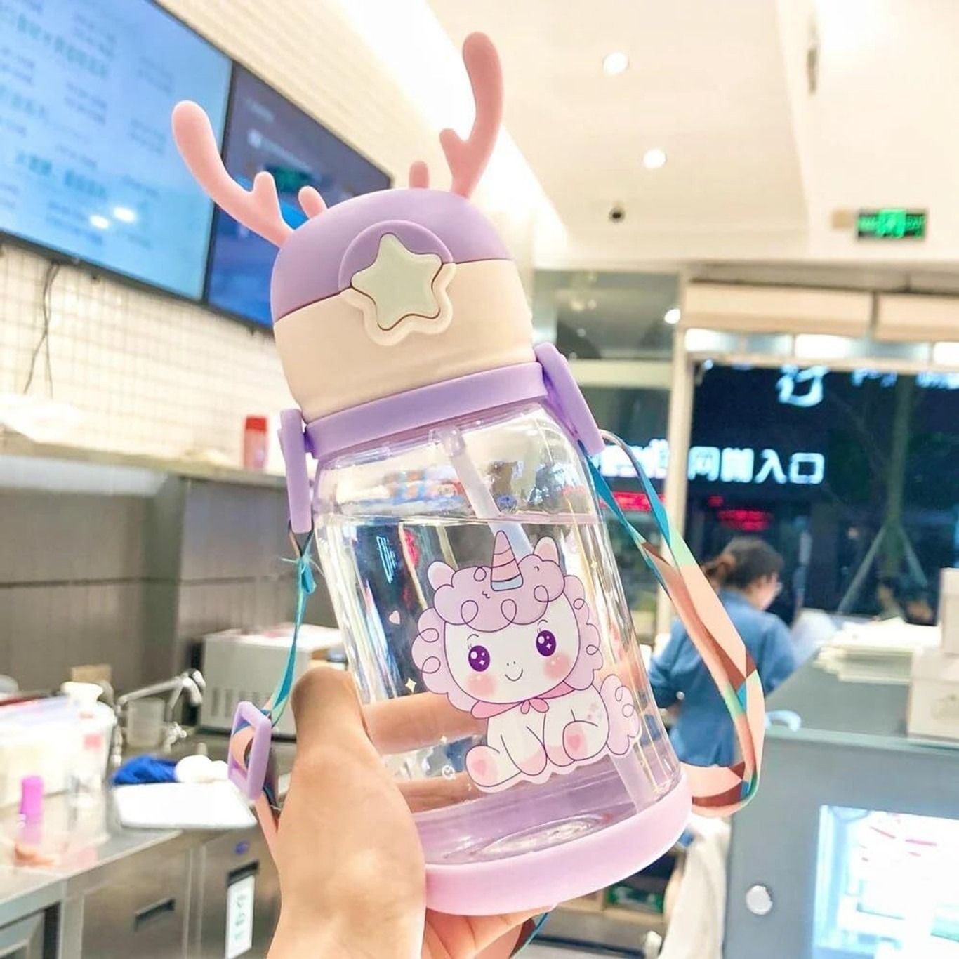 luxyro Unicorn Sheep Designed Kids Sippy Water Bottle Leakproof BPA-Free School 600 ml Water Bottles-picture-13