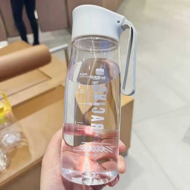 PORTABLE CLEAR PLASTIC COOL DESIGN BOTTLE WITH RUBBER ROPE 600 ml Water Bottle-image-26