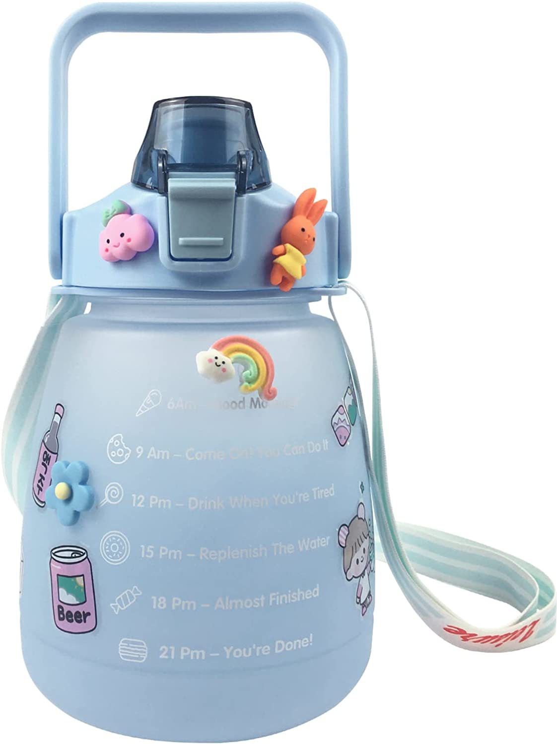 Jug Water Bottle with Motivational Time Marker with Straw for Office School 1500 ml Water Bottle-image-14