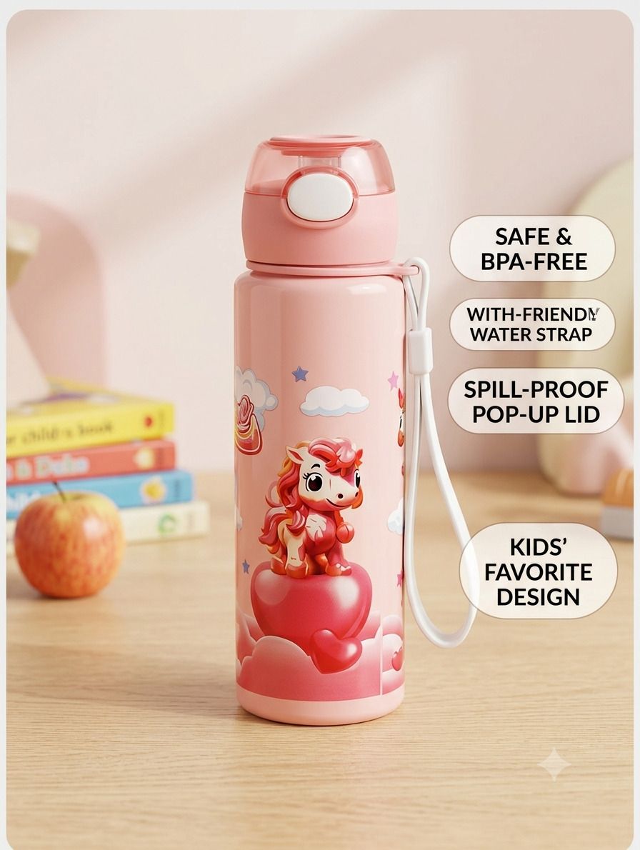 himanshi plus Pink Unicorn -Insulated Stainless Steel, Leak-Proof, Reusable Flask For Kids 900 ml Water Bottle-picture-27
