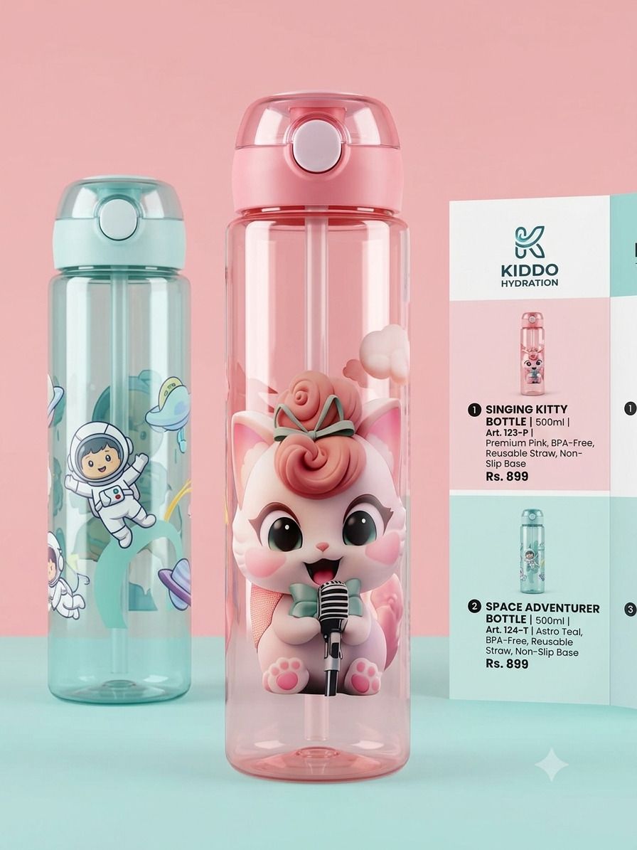 jaivora Cartoon design School sipper water bottle for kids multicolor 700 ml Water Bottles-picture-35