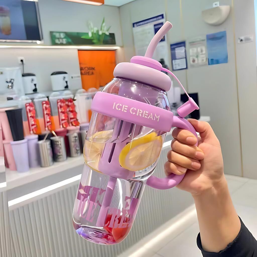licheen Ice Cream Theme Sipper Bottle 1200 ML | BPA-Free Stylish Water Bottle 1200 ml Plastic Sipper-picture-11