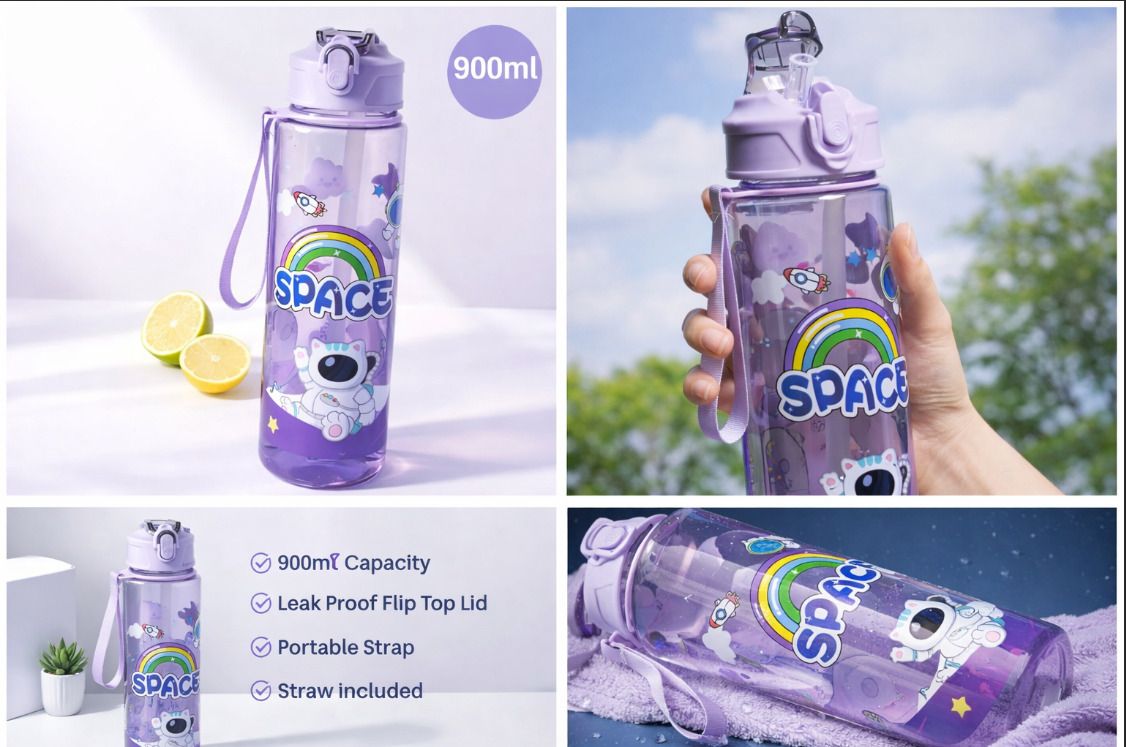 zenvora Not Transparent0062 900 ml Purple 900 ml Water Bottle-picture-35