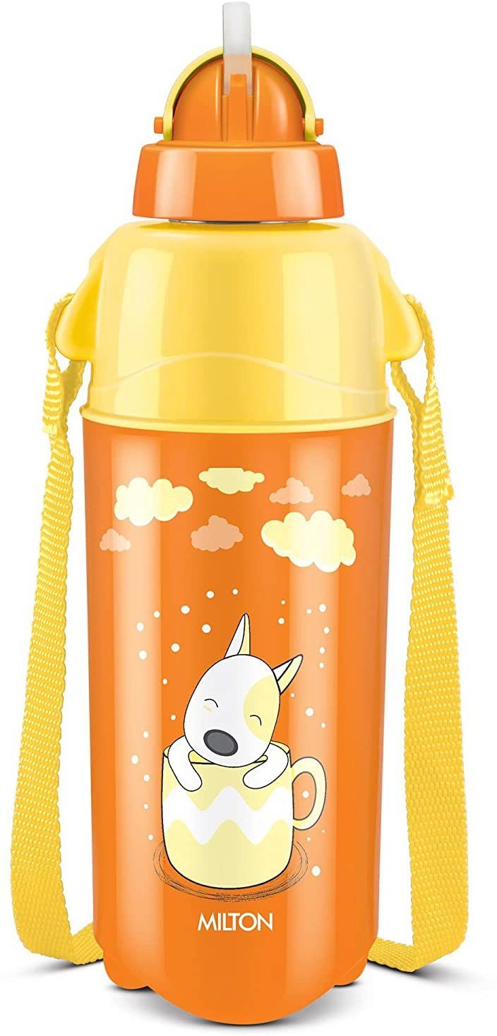 Kool Trendy 500 Plastic Insulated Water Bottle with Straw for Kids, ORANGE 490 ml Water Bottle-image-11