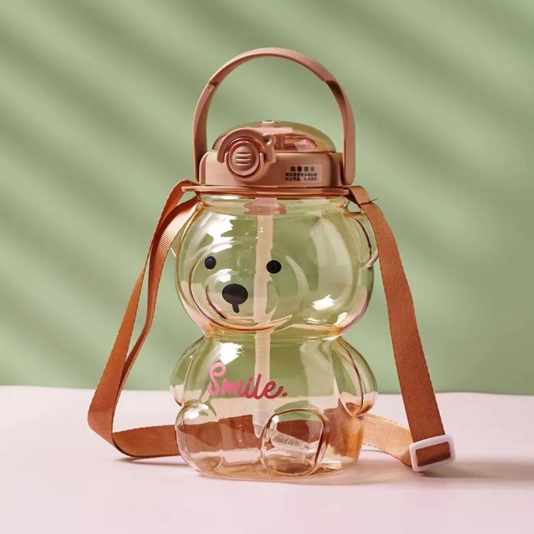 Teddy shaped transparent water bottle 800 ml Water Bottle-image-1