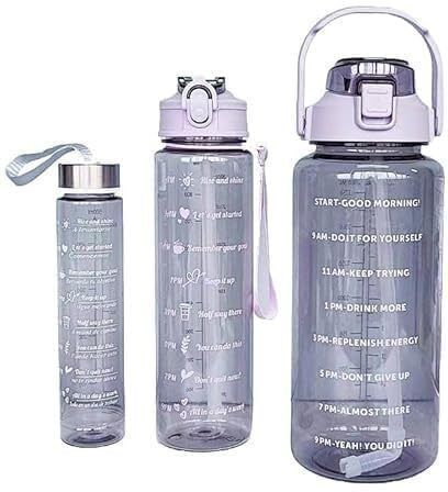 3IN1 Motivational Transparent water bottle 1000 ml-image-33
