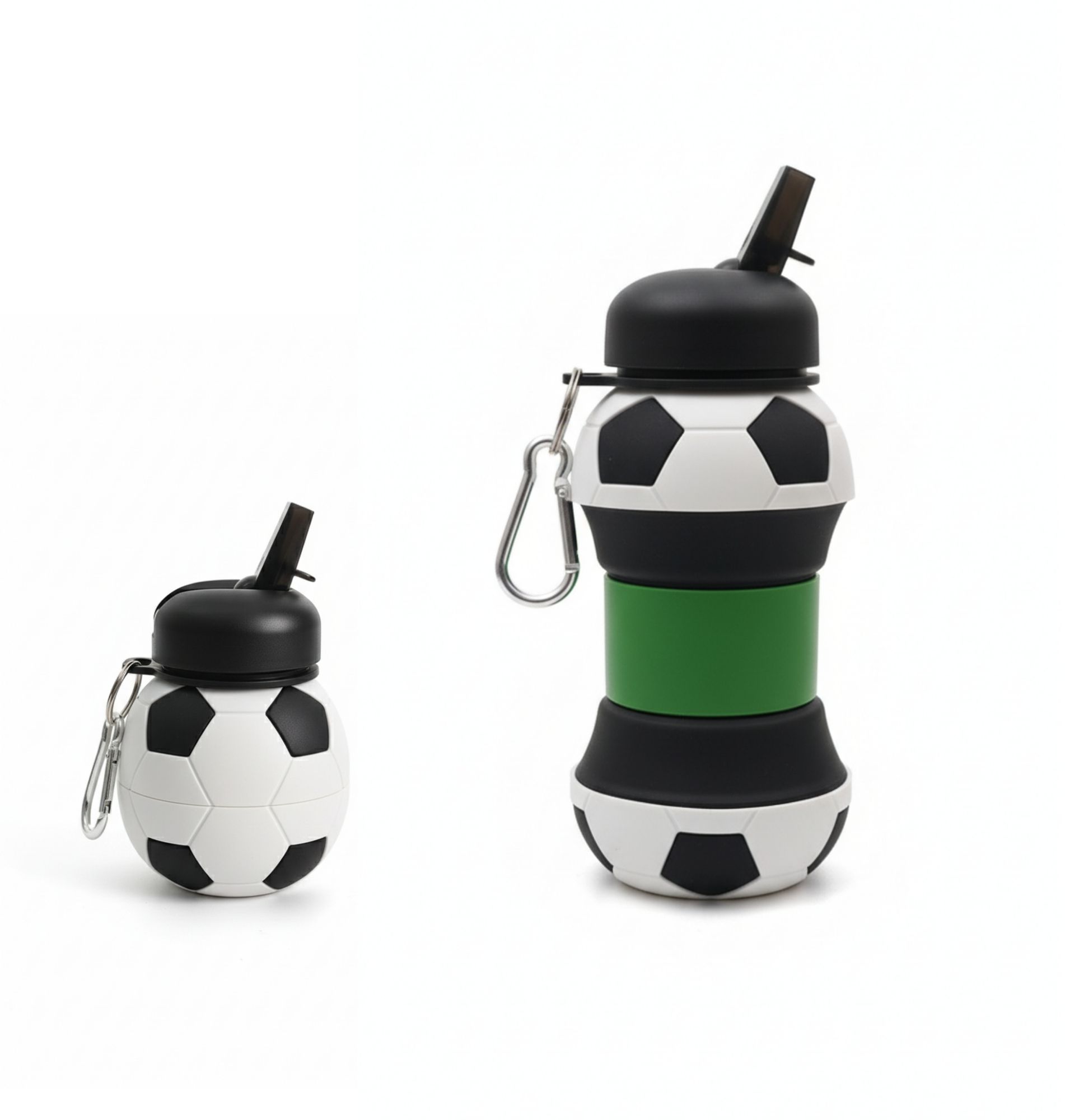 Collapsible Foot Ball Bottle with Carabiner - BPA Free Silicone 550 ml Water Bottle-image-17