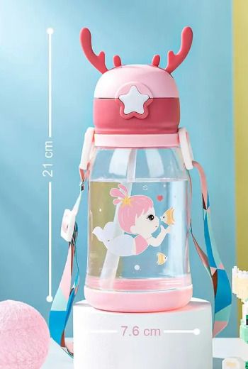 plus on demand Kids Sipper Water Bottle BPA Free | Cartoon Leak Proof Bottle with Strap 600 ml Water Bottle-picture-42
