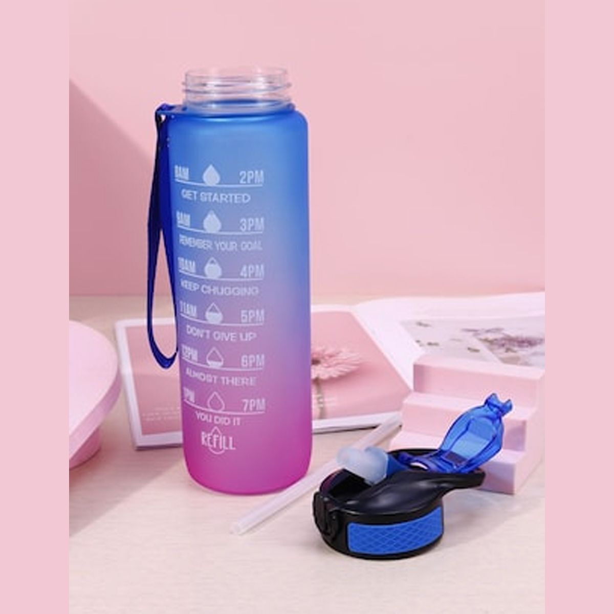 aaru enterprise Motivational Time Maker Leakproof Durable Bottle 1000 ml Water Bottle-picture-3