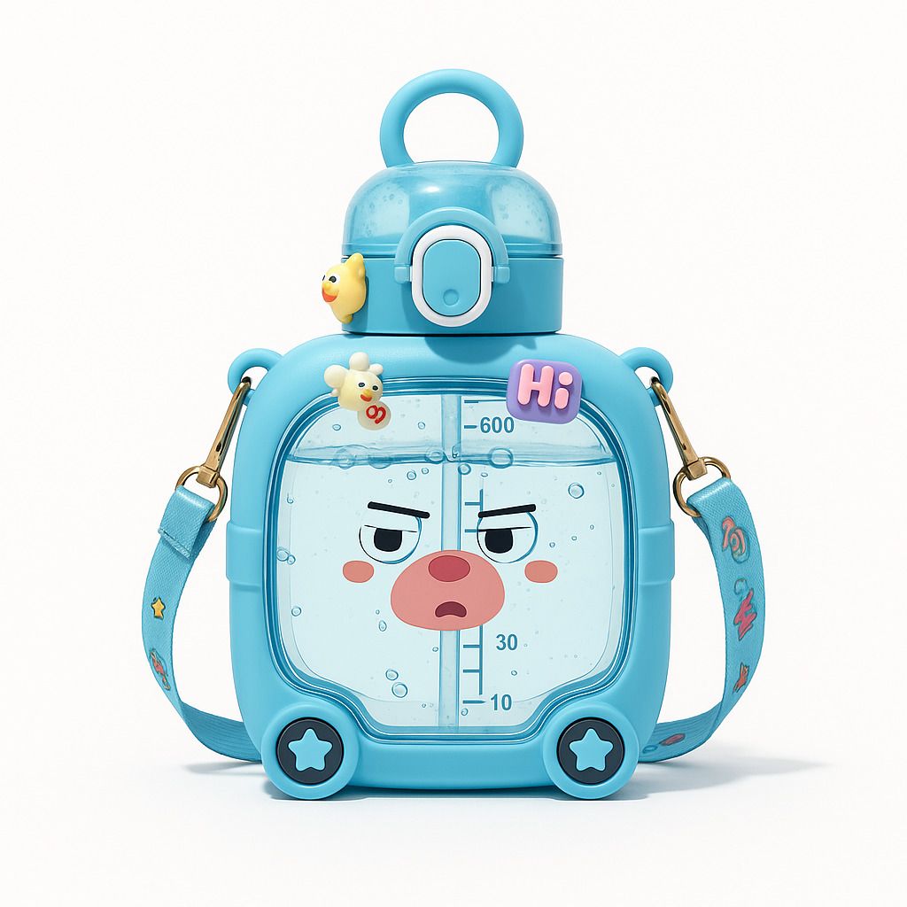 Kids Cartoon Water Bottle 1000 ml –Straw Sipper with Shoulder Strap Bottle 1000 ml Water Bottle-image-30