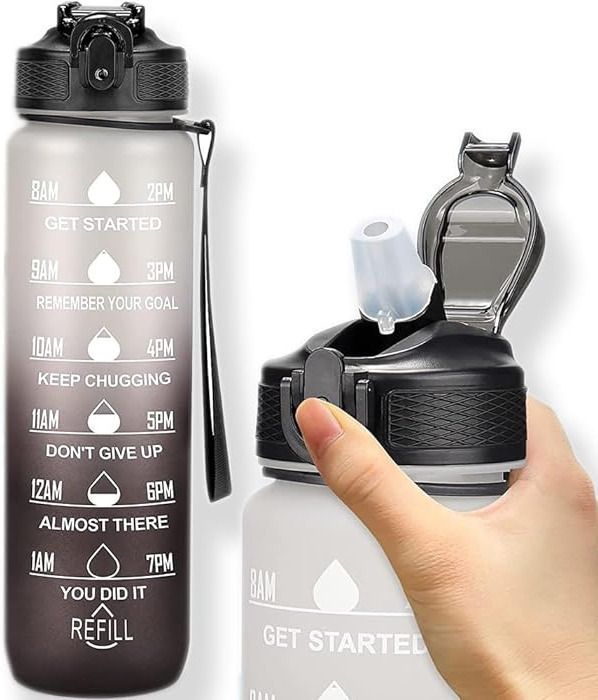 Motivational Water Bottle Time Marker with Straw Drinking Water Bottle 1000 ml Water Bottle-image-36