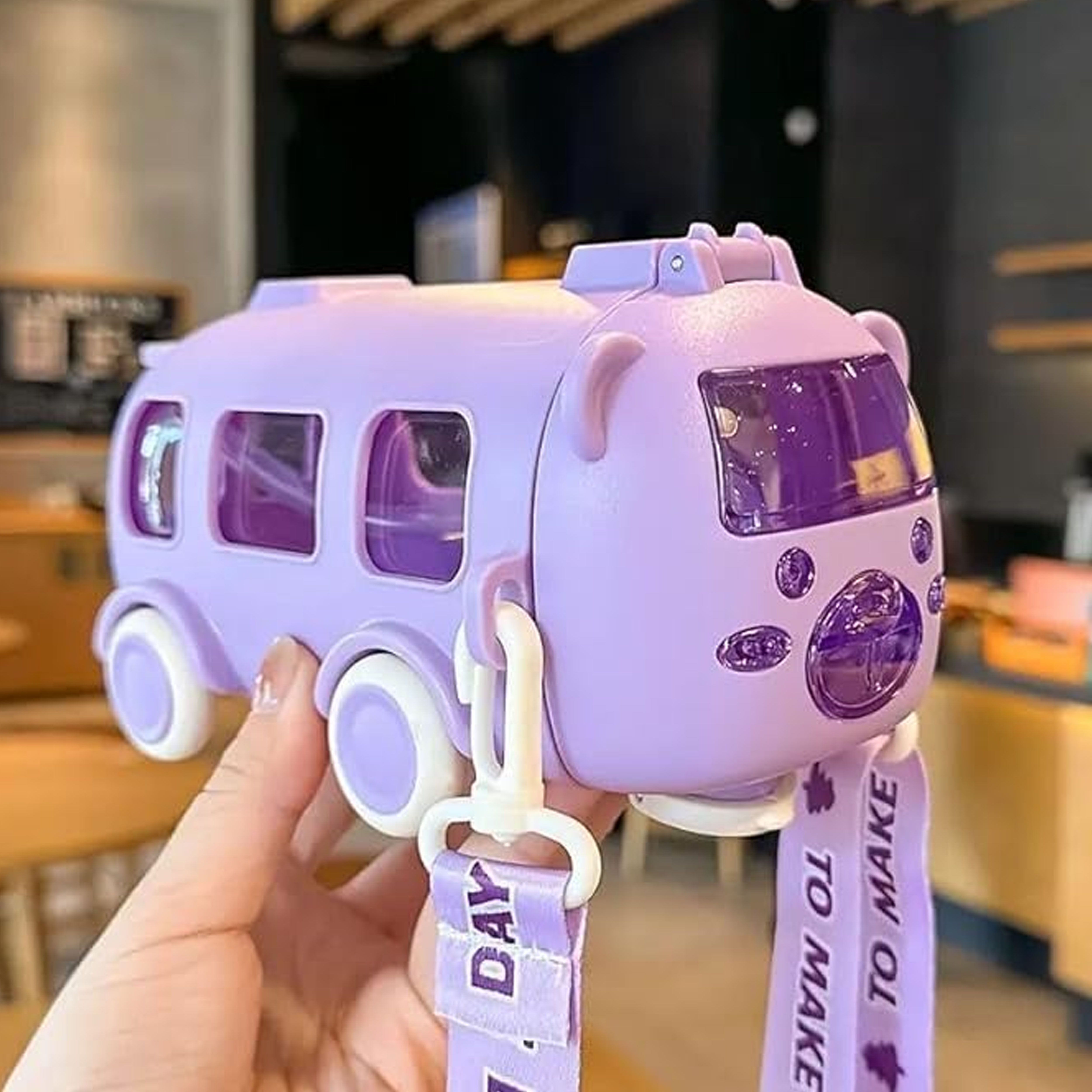 mhax Cute Kids Cup Portable Outdoor Activities Bus Car Drinking Plastic & Straw/strap 500 ml Water Bottle-picture-37