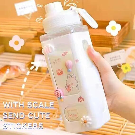 elnora 700ML Kawaii Water Bottle With Straw 700 ml Water Bottle-picture-27