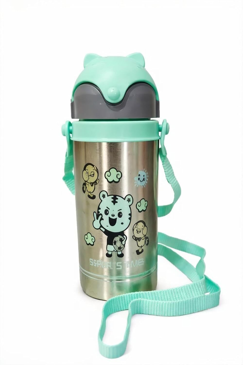 Kids Sipper Bottle – Cartoon Bear Green 500 ml Water Bottle-image-3
