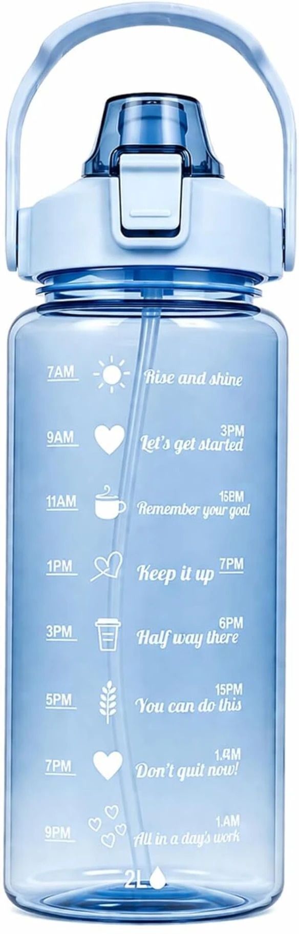 Motivational Water Bottle Leakproof BPA Free Sports Water Bottles Time Marker 2000 ml-image-16