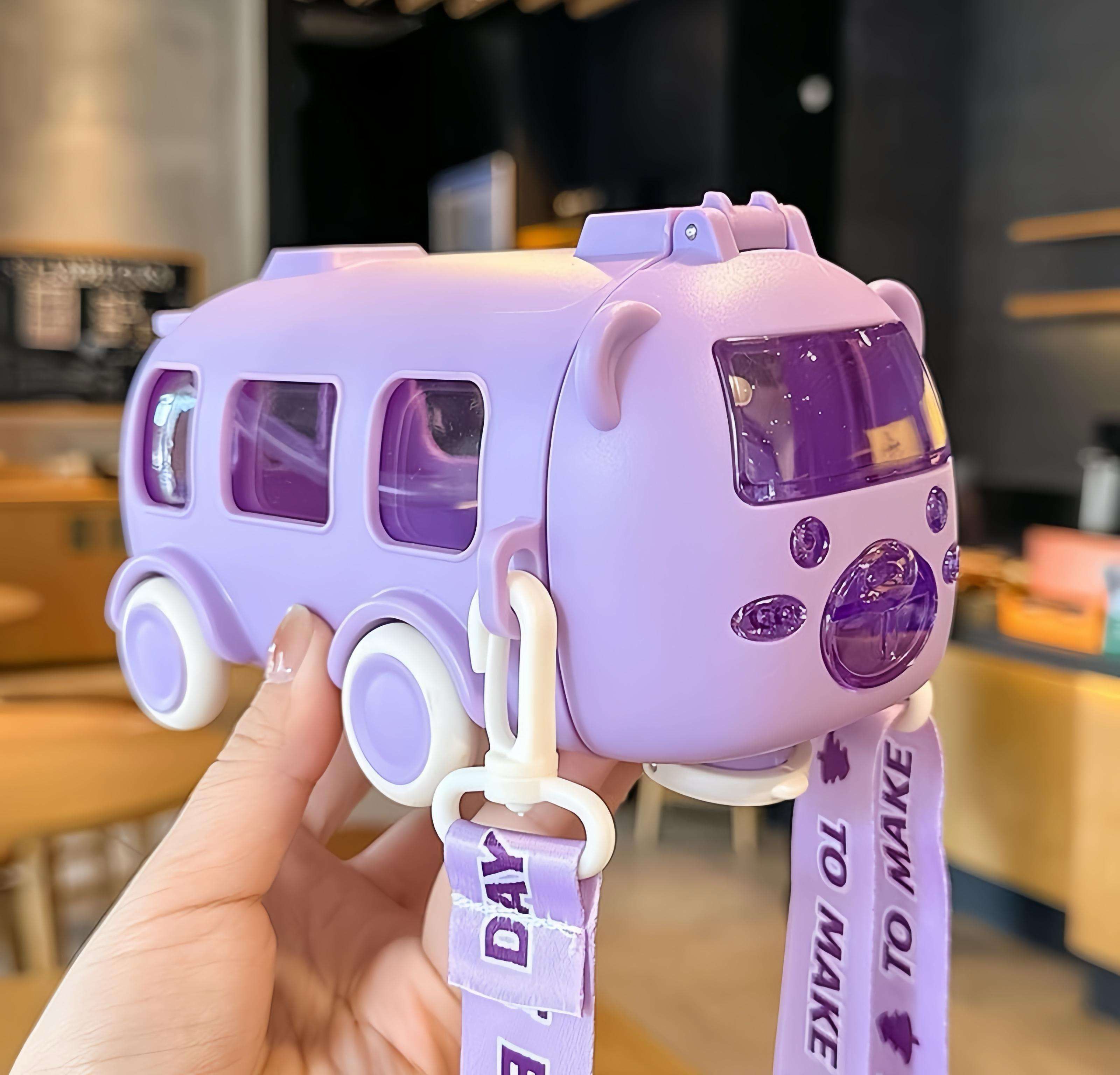 mhax New Children Cartoon Straw Cup Portable Bus Car Plastic Water Bottle 500 ml Water Bottle-picture-0