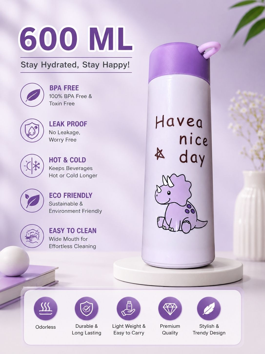 Dino Cup water bottle Series 600 ml Water Bottle-image-9