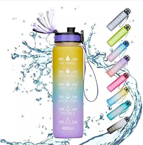 aaru enterprise Unbreakable Water Bottle 1 L with Motivational Time Marker(Pack of 1) 1000 ml Water Bottle-picture-37