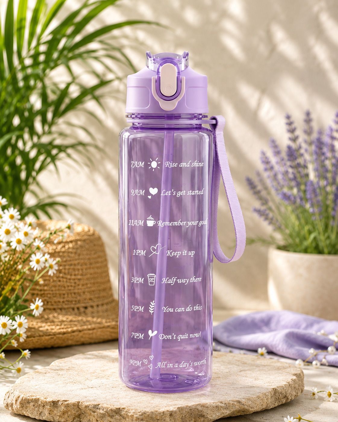 swamisamath Leakproof Motivational Water Bottle with Straw & Time Measurement Markings 900 ml Water Bottle-picture-28