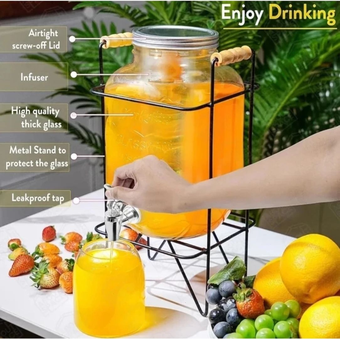 5L TRANSPARENT GLASS DISPENSER WITH TAP AND STAND WATER MASON JAR Bottom Loading Water Dispenser-image-29
