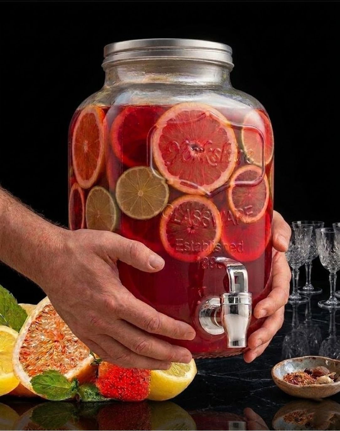spnk Glass Beverage Dispenser With Tap Detox Water Jar - Mason jar Bottom Loading Water Dispenser-picture-23