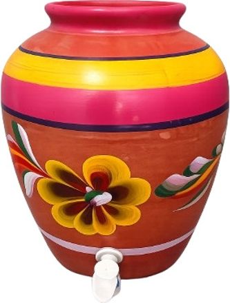 Multi-Color&Design Clay Water Pot with Tap -14 L Matka for Cool Drinking Water/ Bottled Water Dispenser-image-8