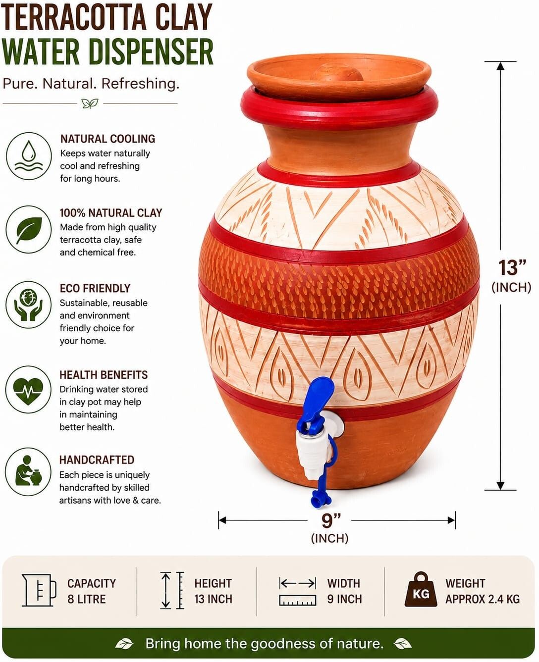 gullak terracotta craft GTC-TWD-8L-019 Bottled Water Dispenser-picture-16