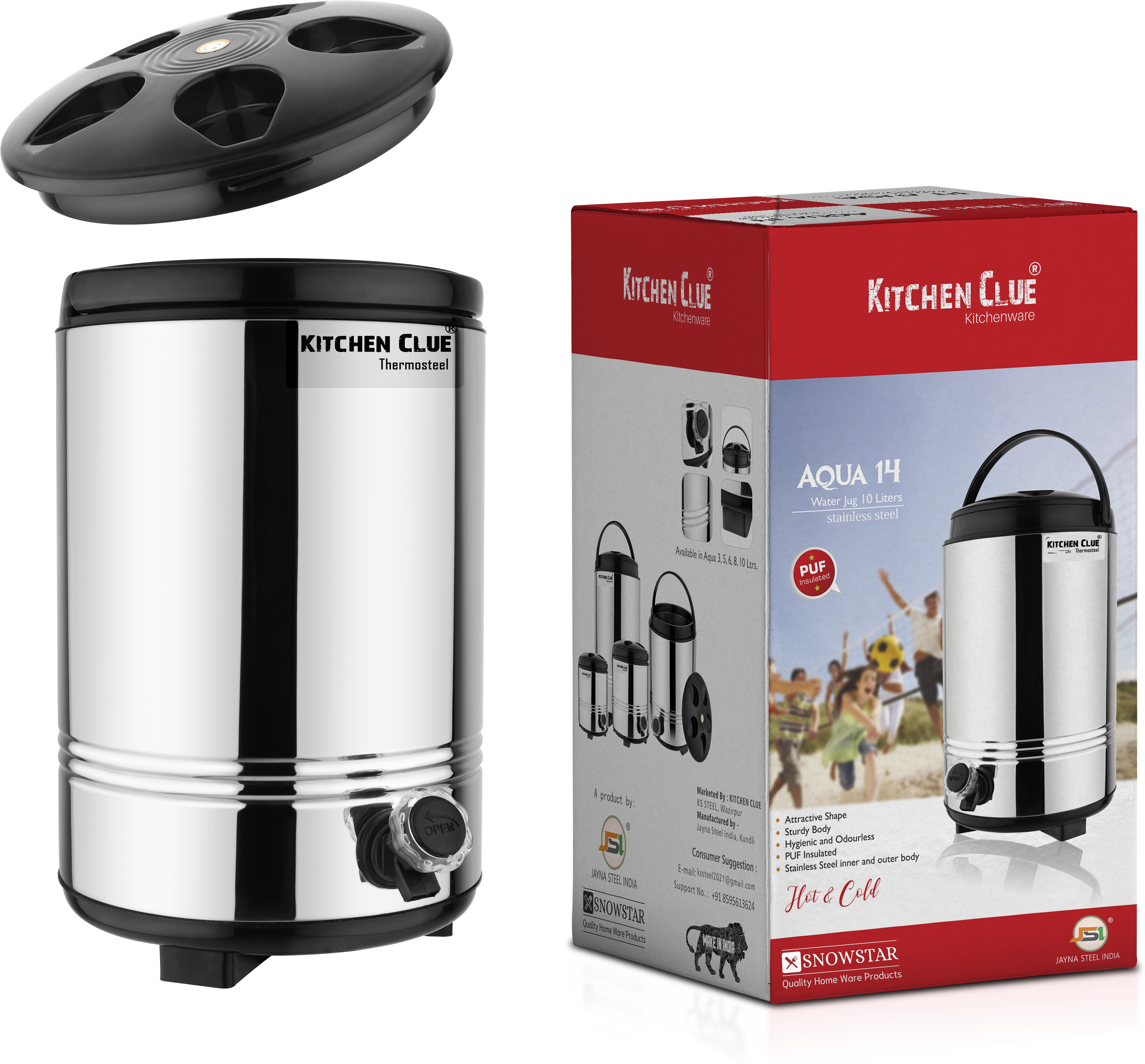kitchen clue Stainless Steel Water Cooler For Kitchen Office - Hot & Cold - 10 Liter Bottom Loading Water Dispenser-picture-14