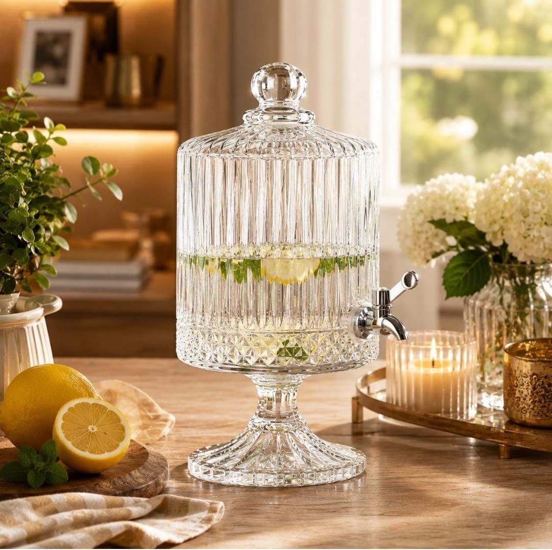 dsrpc Glass Beverage Dispenser with Tap, Cold Ice Drink Dispensers for,Weddings Bottom Loading Water Dispenser-picture-19