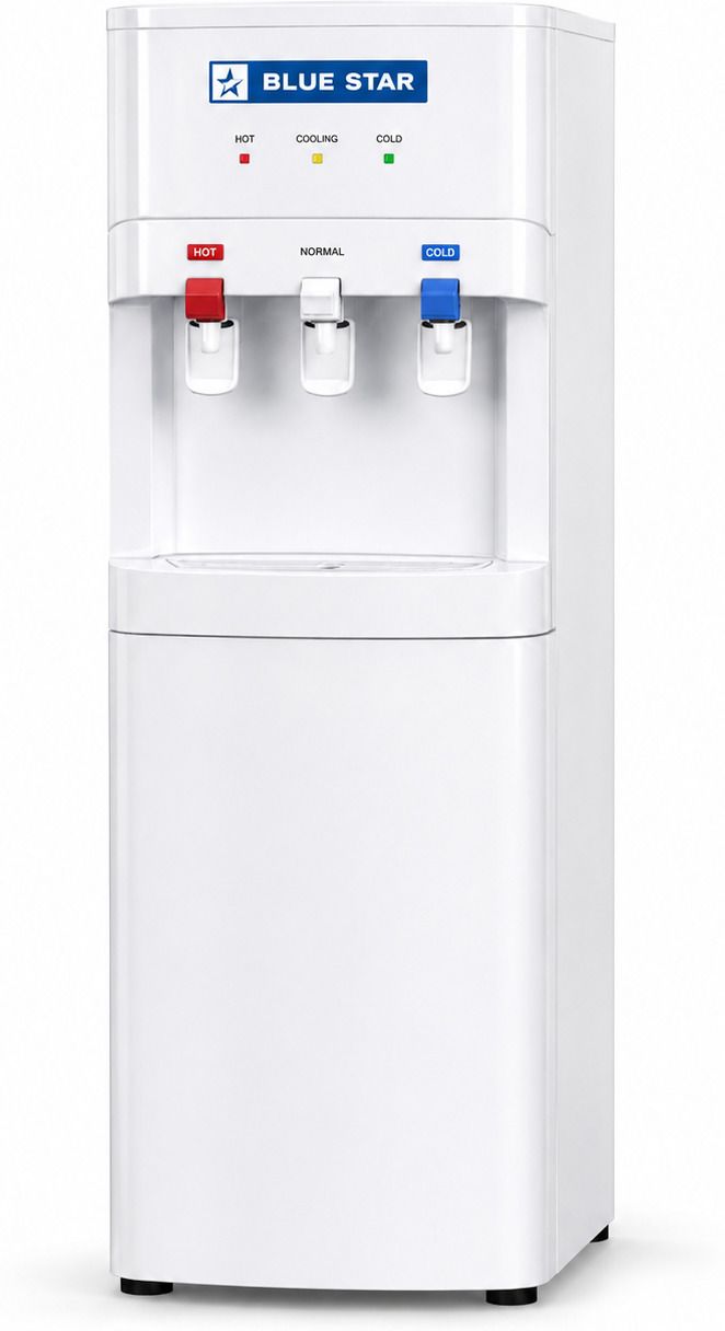 blue star Hot Cold Normal Water Dispenser Floor Standing 3 Tap White Bottom Loading Water Dispenser-picture-24