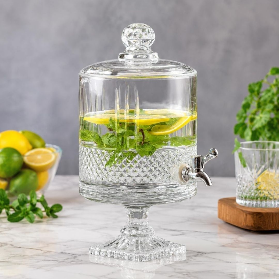 dsrpc Glass Beverage Dispenser with Tap, Airtight Lid & Easy Pour for Water, Juice Bottom Loading Water Dispenser-picture-21
