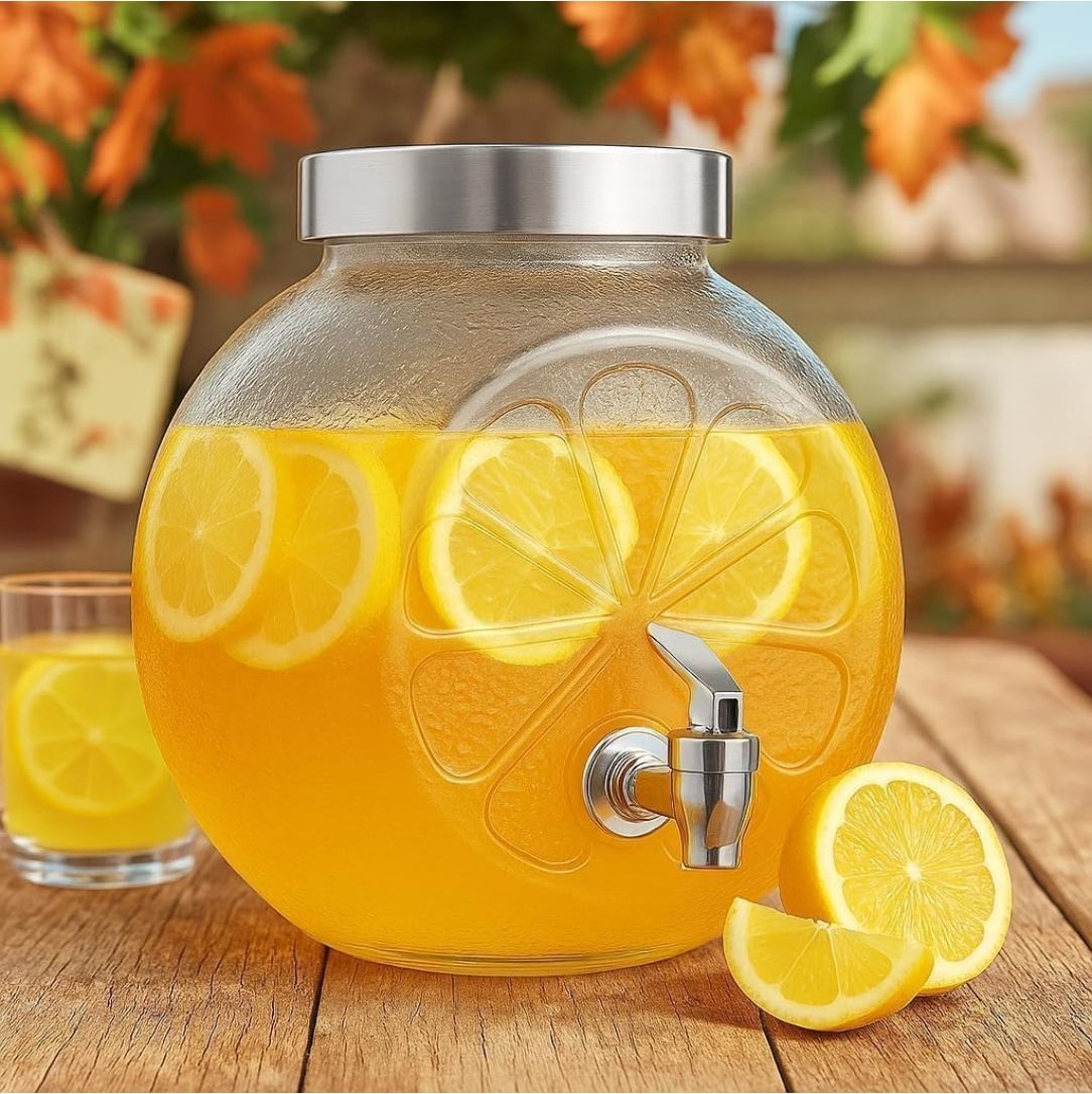 spnk Lemon Design Transparent Glass Detox Water Jar - 5L Bottom Loading Water Dispenser-picture-39