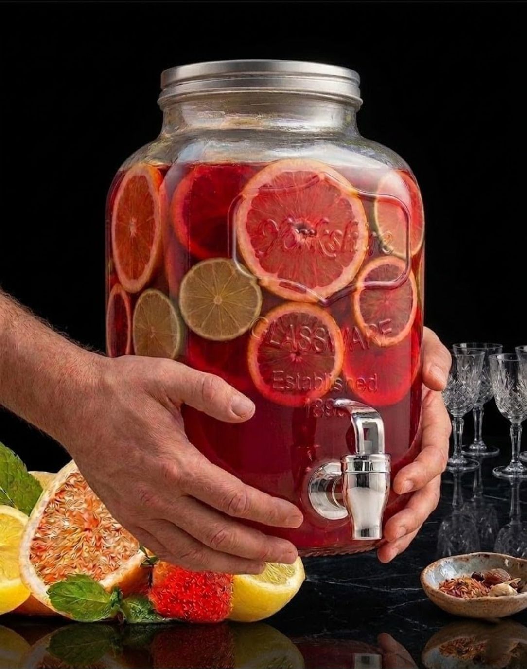 spnk Water Pitcher For Detox Water - Mason Jar - Countar Table Top Bottom Loading Water Dispenser-picture-13