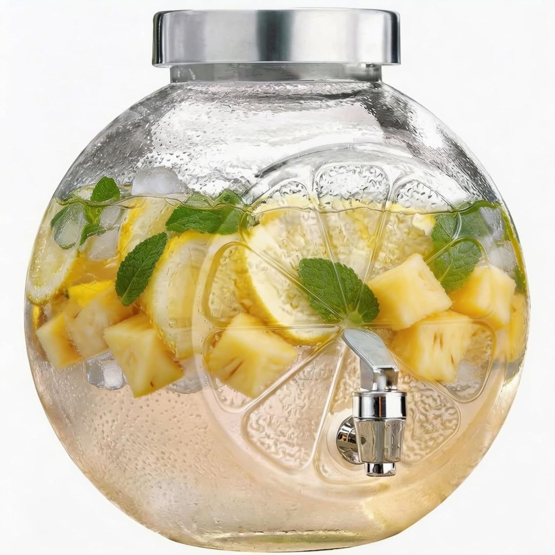 Elegant lemon embossed design glass beverage dispenser with tap 5 L Bottom Loading Water Dispenser-image-21