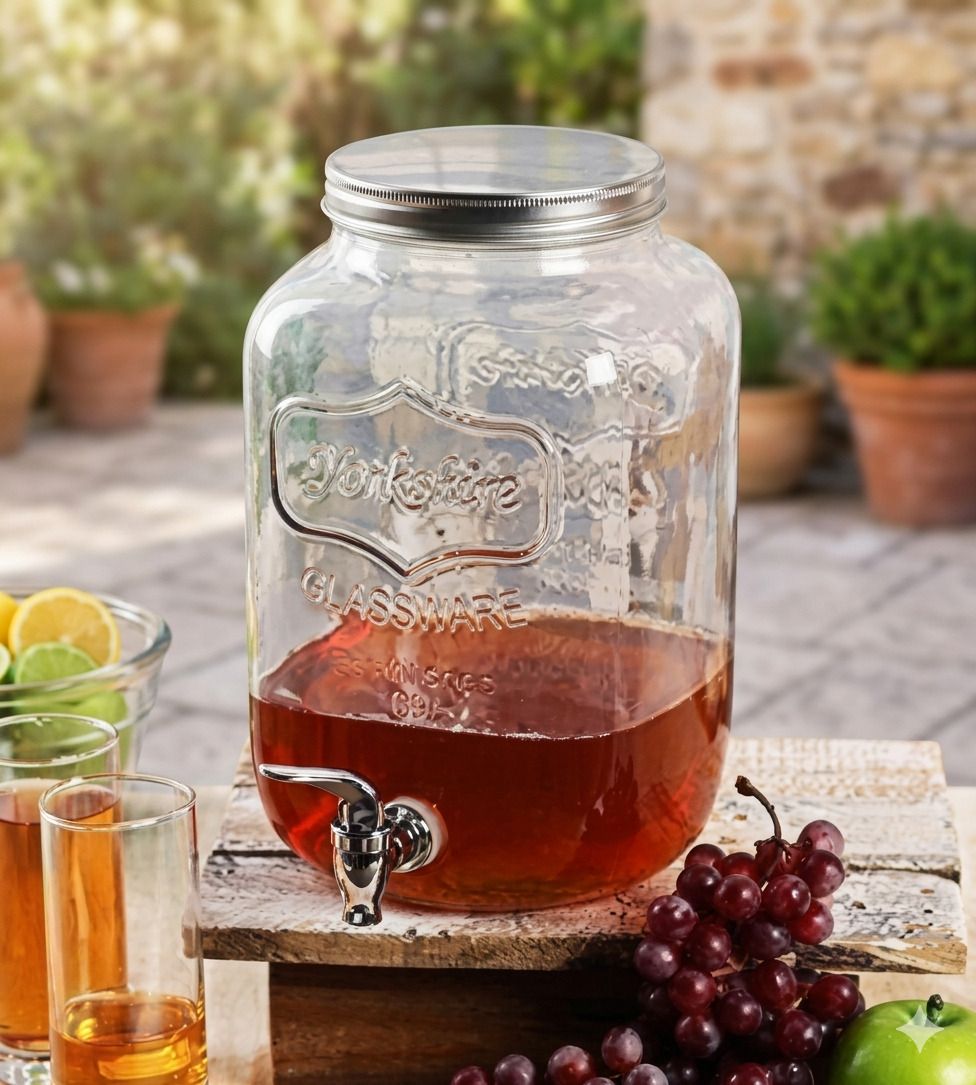 kriti traders Premium 4 Litre Glass Beverage Dispenser with Stainless Steel Tap & Lid Bottom Loading Water Dispenser-picture-26