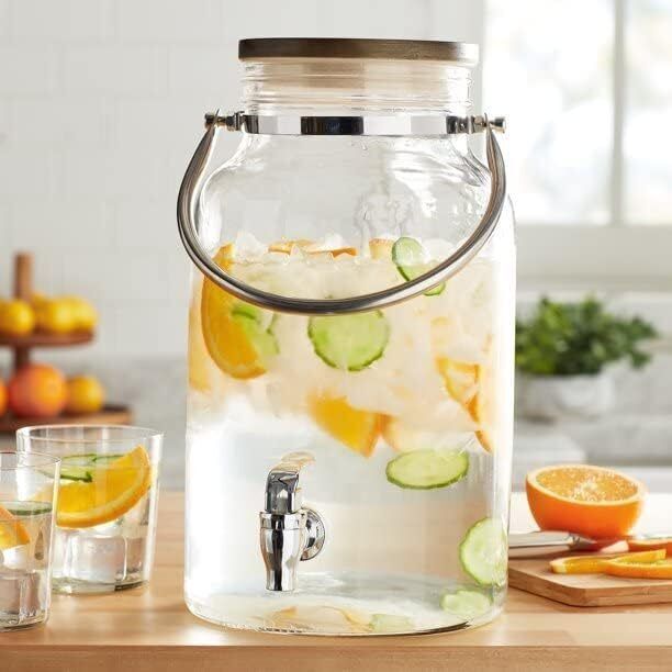 smilery 6 Litre Glass Juice Dispenser - Water Pitcher for Detox Water - Mason Jar Bottom Loading Water Dispenser-picture-14