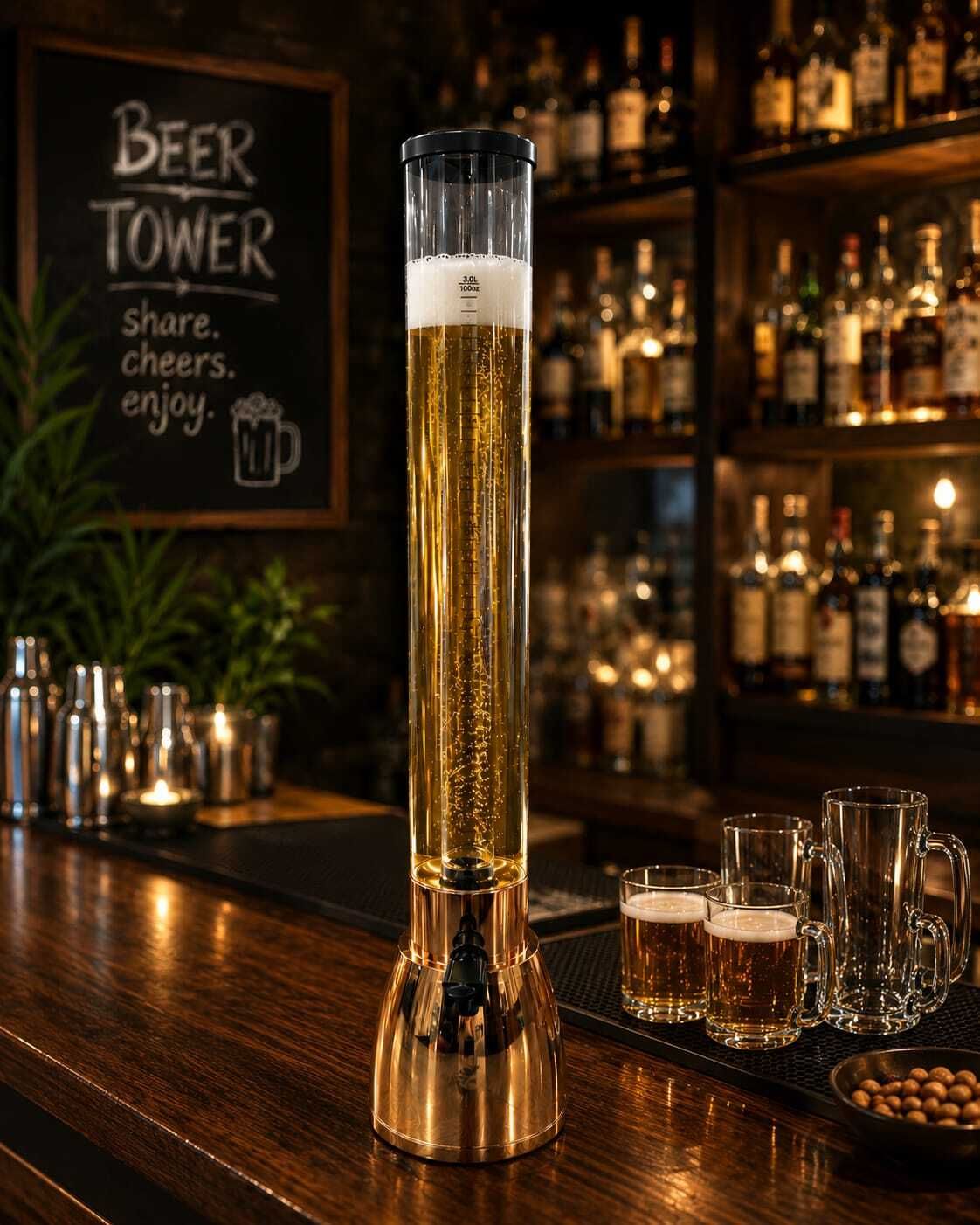 3.0L Beer Tower Beverage Dispensenser with Plastic Ice Tube Stick Bottled Water Dispenser-image-40