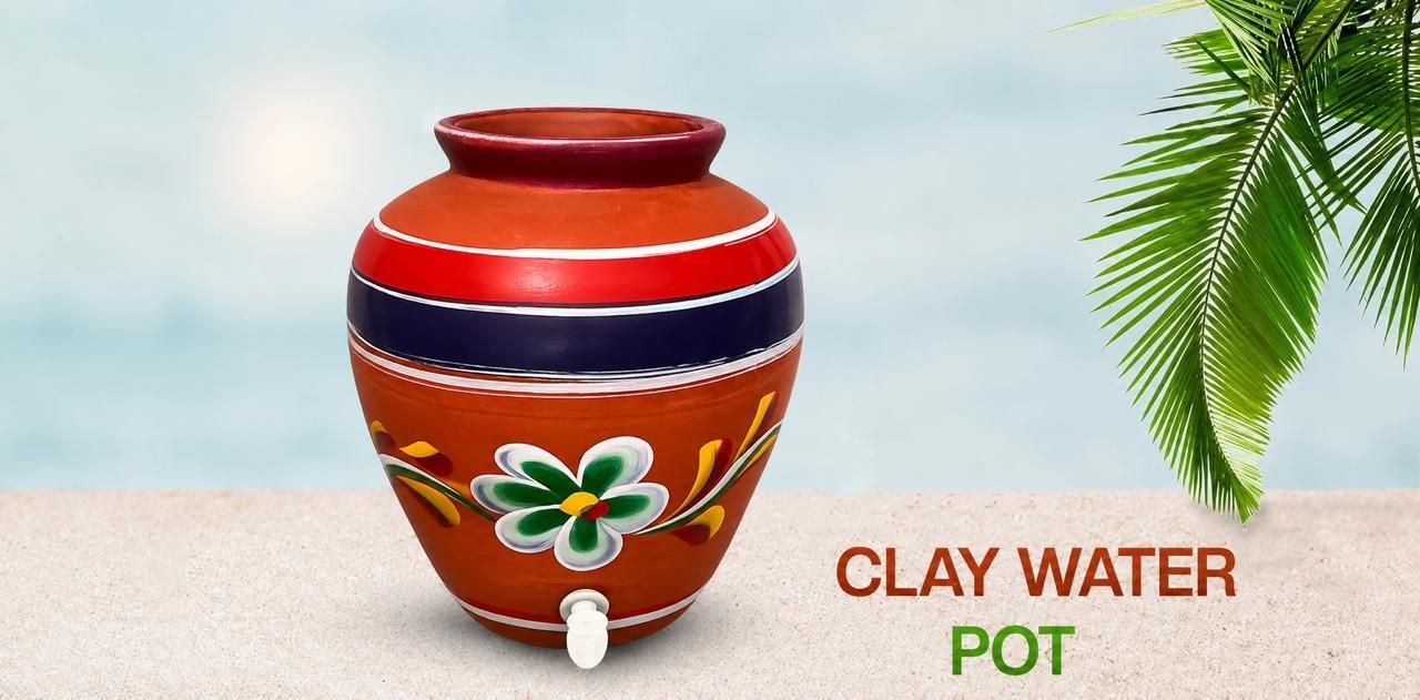 Multi-Color&Design Clay Water Pot with Tap -12 L Matka for Cool Drinking Water/ Bottled Water Dispenser-image-15