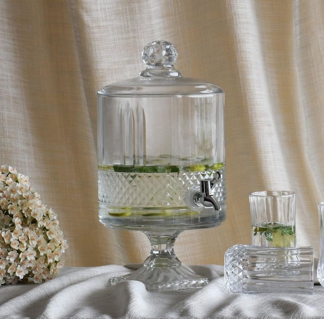 dsrpc Detox Jar 4.5 Litre Glass Juice Dispenser with Tap, Mason Jar Beverage Dispenser Bottom Loading Water Dispenser-picture-20