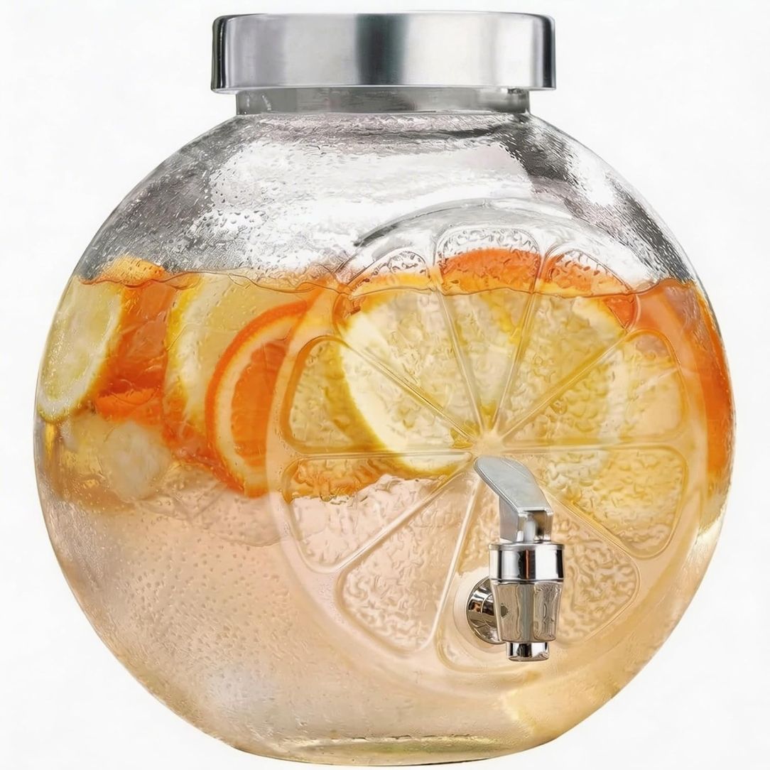 spnk Lemon Design Transparent Glass Detox Water Mason jar Capacity 5L Bottom Loading Water Dispenser-picture-46