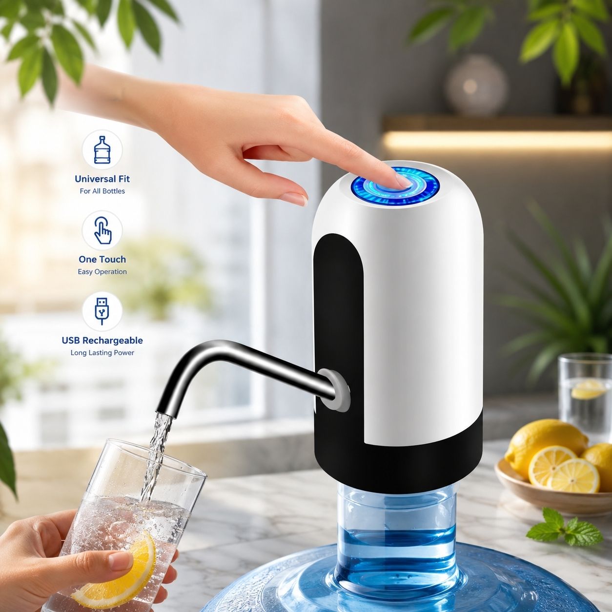 Automatic Wireless Rechargeable Water Can Dispenser Pump for 20 Litre Bottle Can Bottom Loading Water Dispenser-image-24