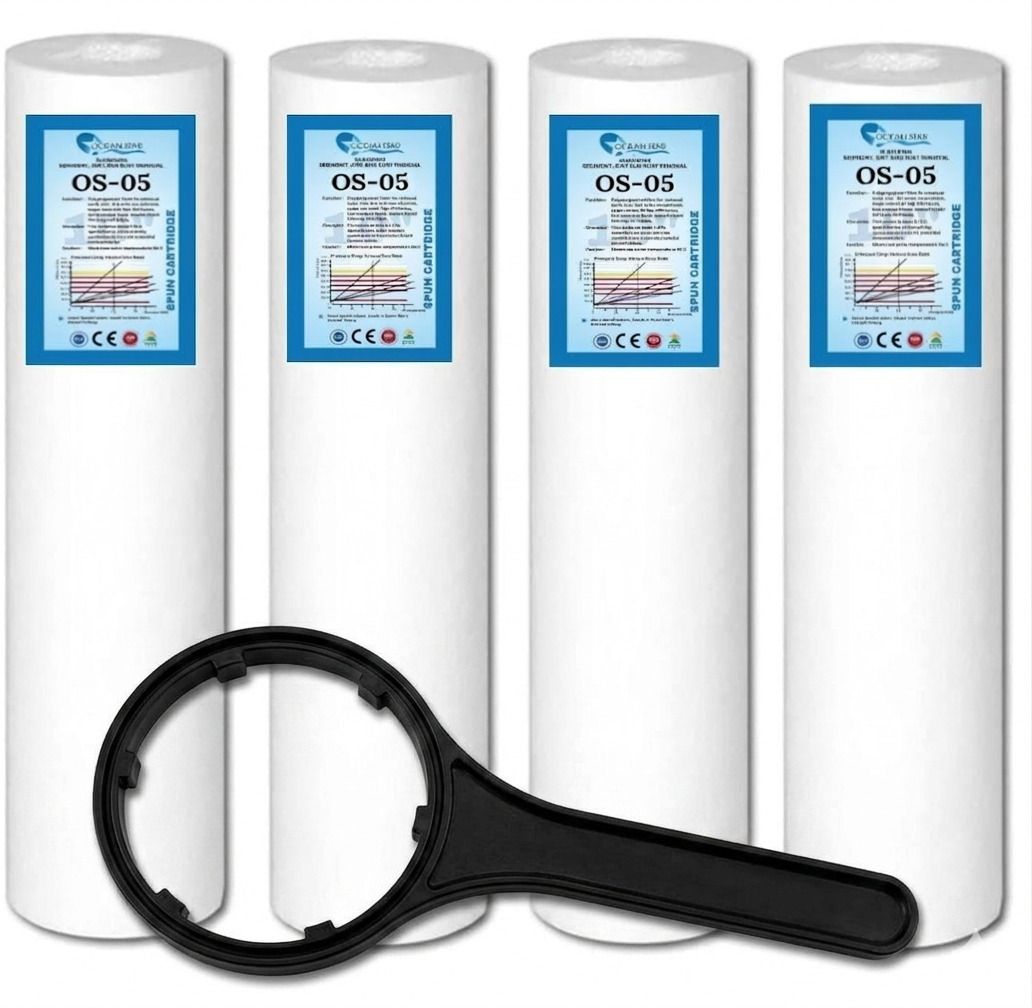 ocean star technologies by ocean star technologies 10 Inch Spun Filter Cartridge 5 Micron (Pack of 4) with Housing Spanner Solid Filter Cartridge-picture-43