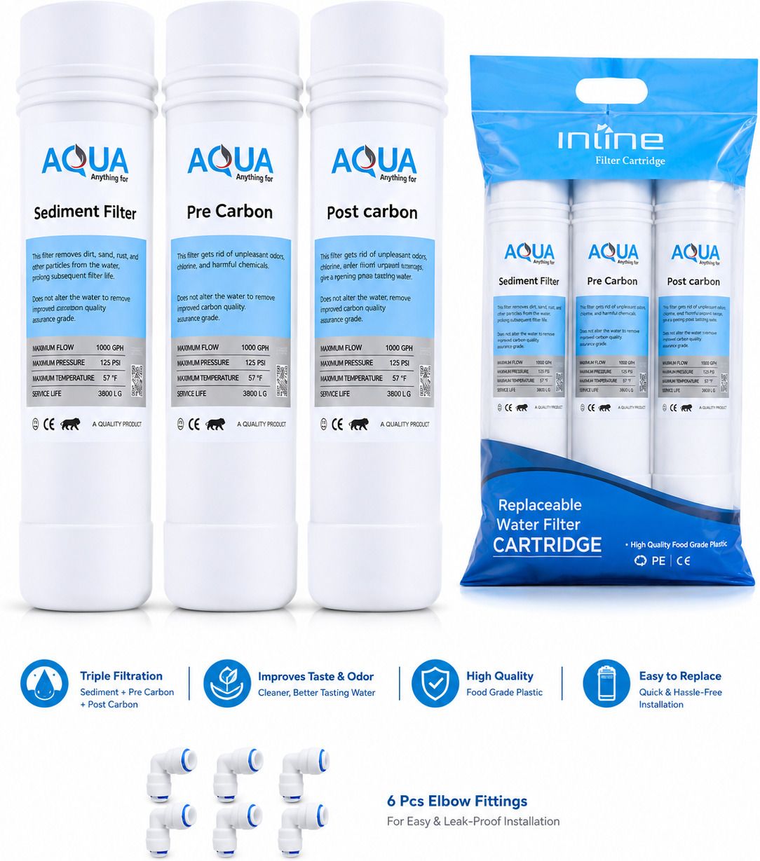 pure eau Pre carbon with post carbon and sediment filter ro candle Solid Filter Cartridge-picture-30