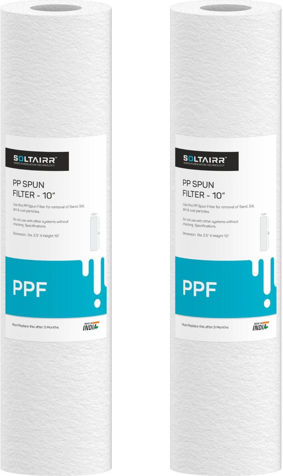 soltairr 10 inch Spun Filter 2 Set Solid Filter Cartridge, PP filter (0.5, pack of 2) Solid Filter Cartridge-picture-26