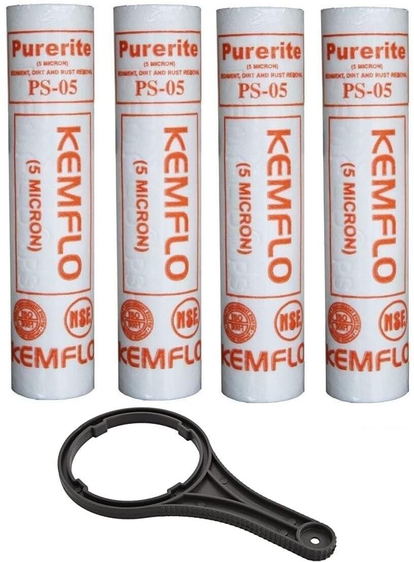 mgshop Kemflo PS-05 5 Micron Sediment Filter Cartridge and spanner Pack of 4 Solid Filter Cartridge-picture-11