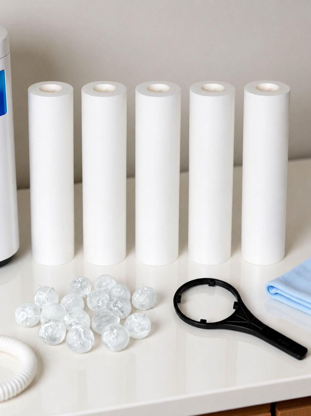 shivam enterprise 10 Inch 5 Spun Cartridge with 5 Pcs Antiscalant Balls- Spanner Key Solid Filter Cartridge-picture-19