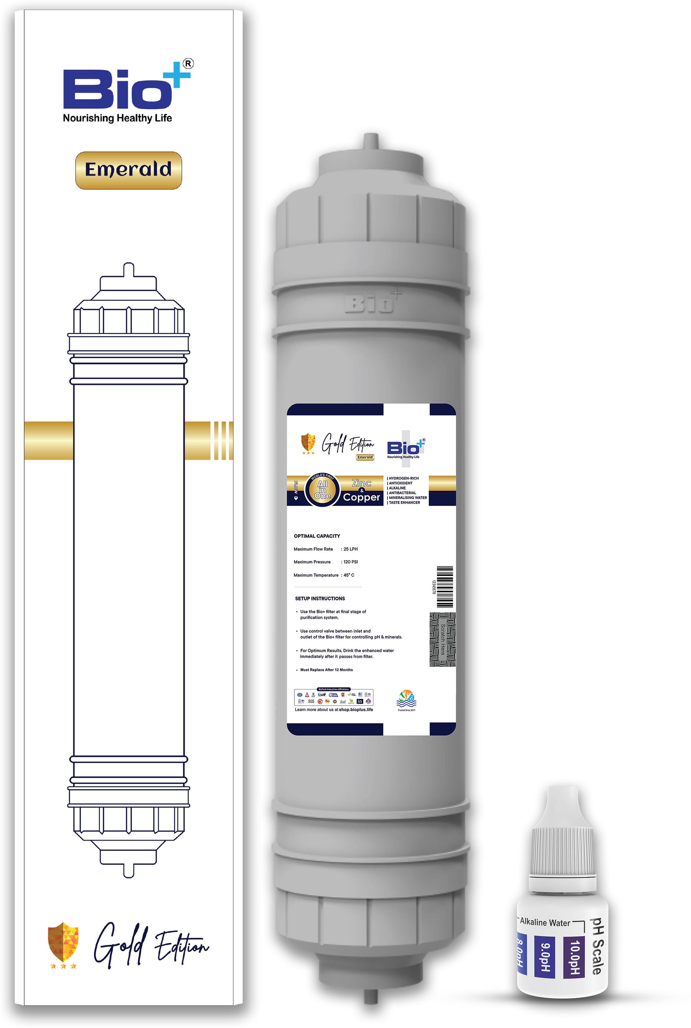 bioplus 10" Alkaline Water Purifier Filter | 7-in-1 H2AAA Zinc & Copper Water Filter Media Filter Cartridge-picture-12